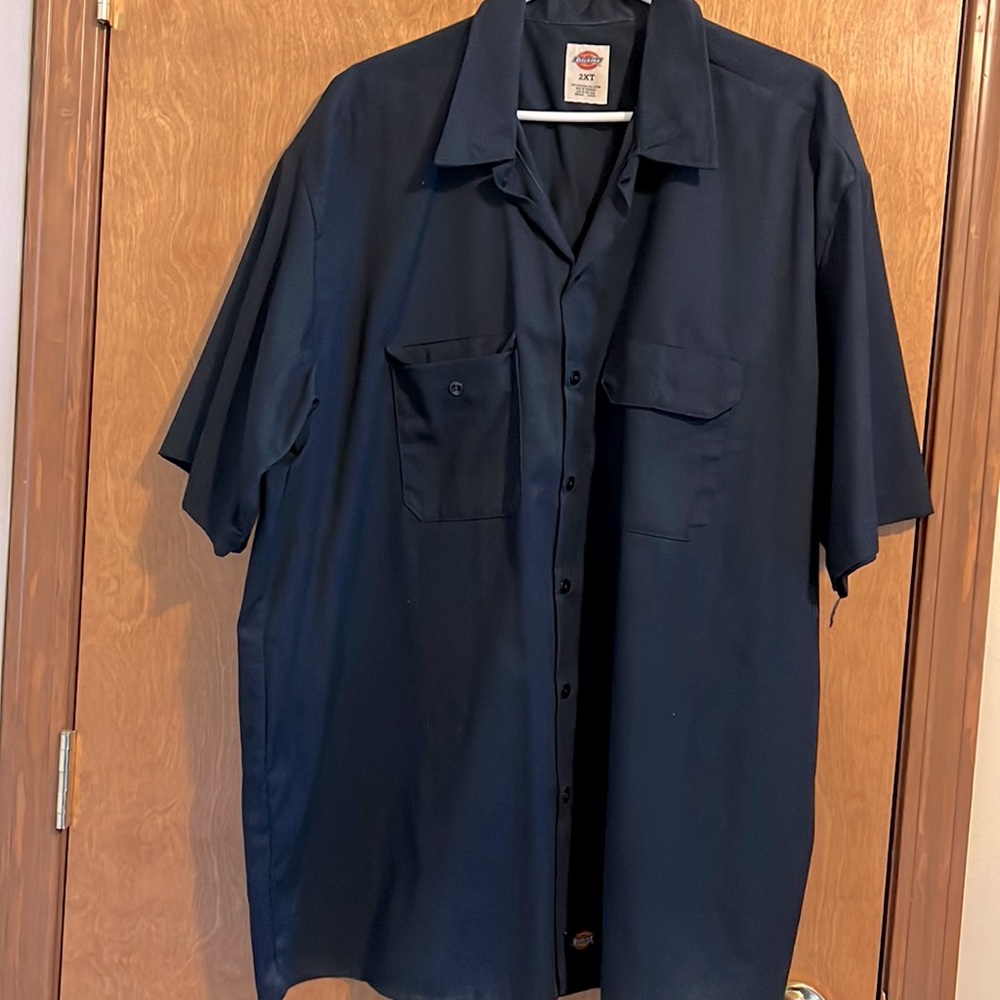 Mens Dickies Button Up Collared Shirt 2XT Navy Blue